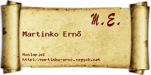Martinko Ernő névjegykártya